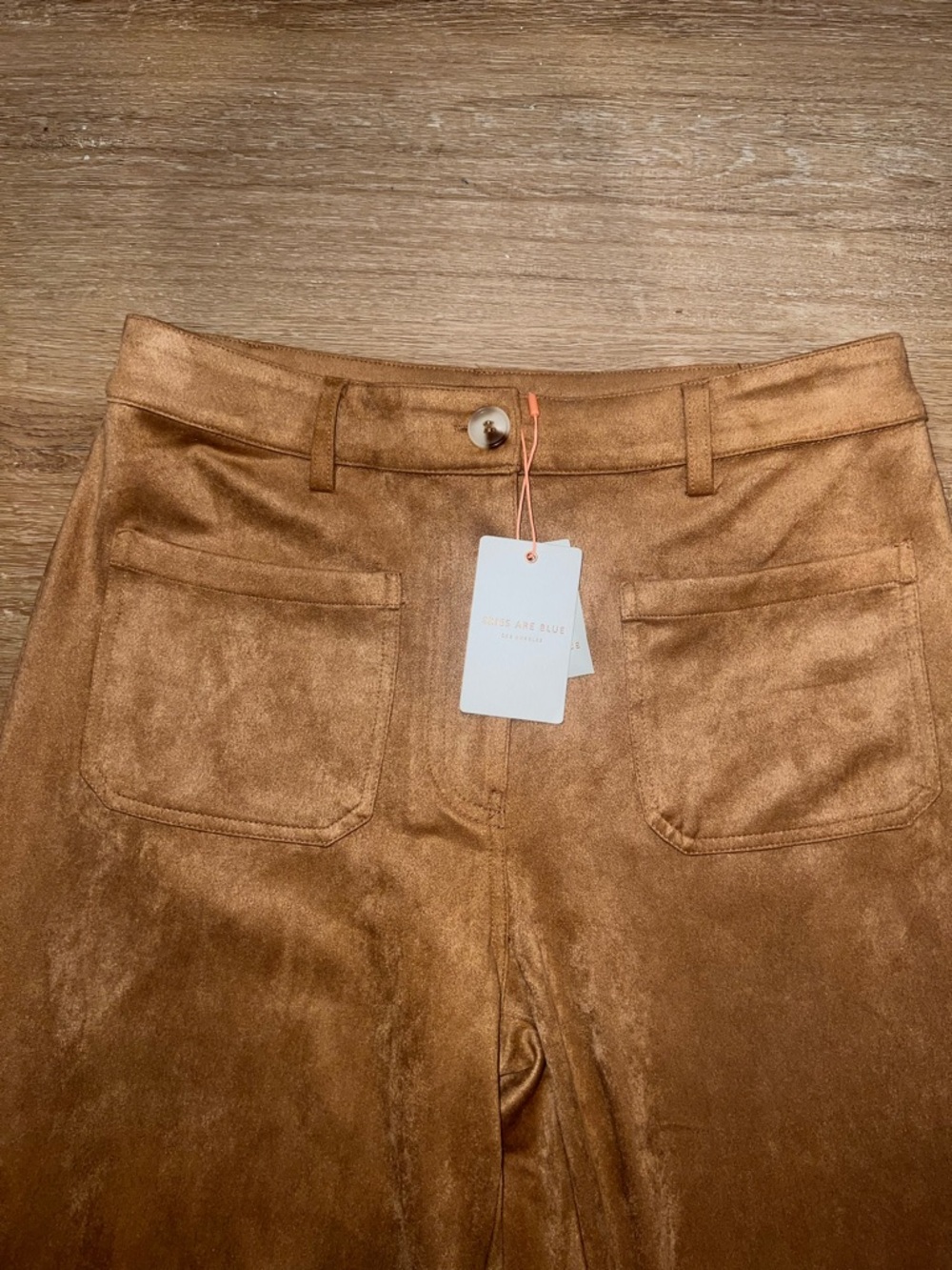 Skies Are Blue | Skies Are Blue Camel Suede Wide Leg Pants - Picture 3 of 8